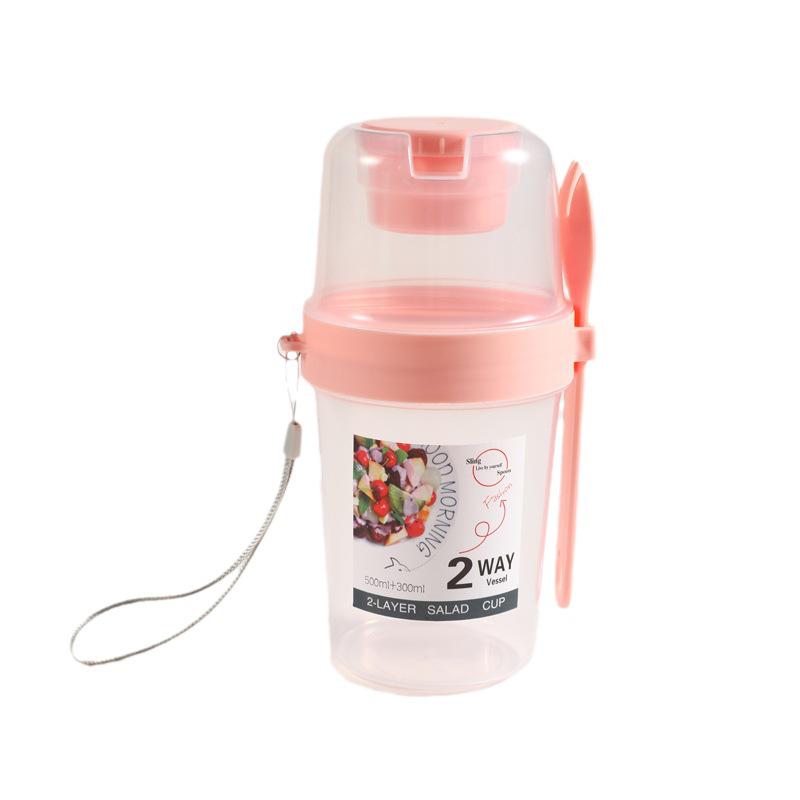 Double-Layer Veggie & Fruit Salad Cup: Ready-to-Eat Light Meal for Breakfast or Fat-Reducing Snack