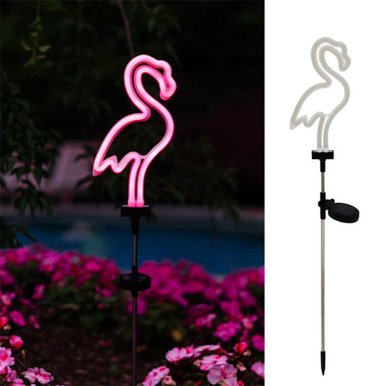 Outdoor Solar Flamingo Neon Light for Garden or Courtyard