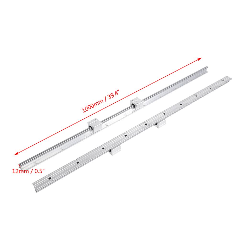 Bearing Slide Block 2Pcs Linear Rail Shaft SBR12-1000mm 12mm Linear Slide Rail Shaft SBR12UU Bearing Block