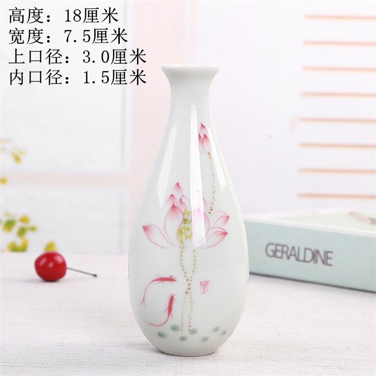 Hand Painted Ceramic Vase Zen Guanyin Bottle Chinese Style Buddha Altar Decoration Blue Glaze