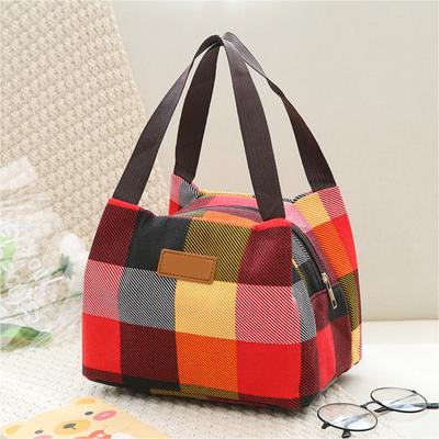 Colorful Plaid Lunch Bag Waterproof Lunch Tote Reusable Lunch Box Carrier for Women Men Picnic Work Hiking