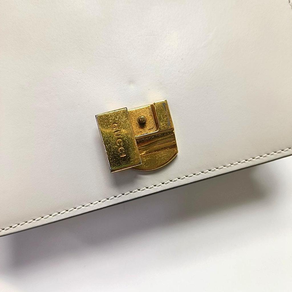 [Pre-Owned] Sylvie Gold Buckle Striped Web Satin Bow Chain Mini Shoulder Bag - Good #VLCRXY
