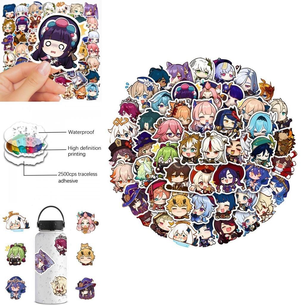 50pcs Genshin Impact Waterproof Sticker Set Venti Xiao Klee Decor For Luggage Cases