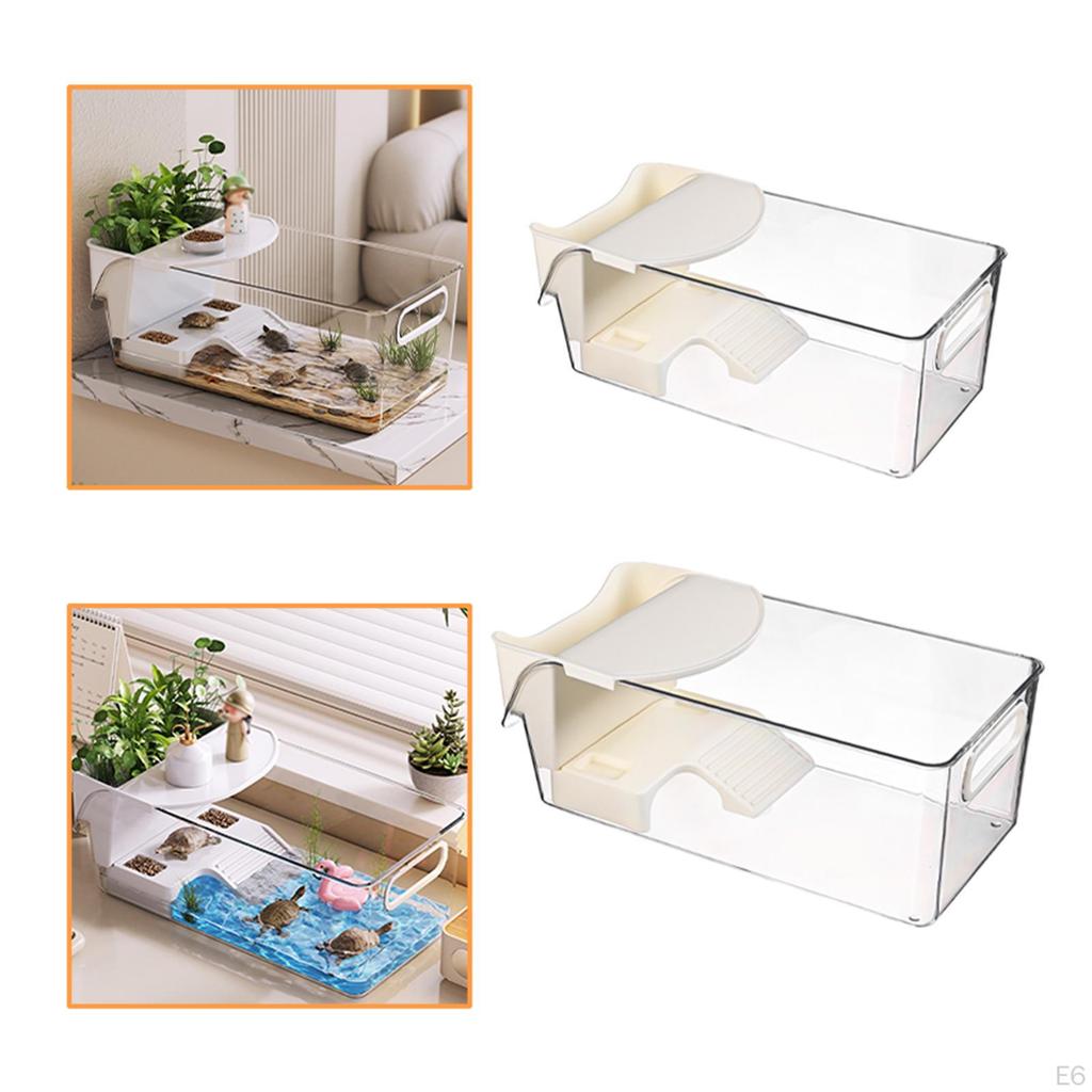 Schildkrötenbecken Aquarium Reptilienhabitat mit Sonnenplatz und Pflanzgefäß Stabile Aufzuchtbereich Zuchtbox