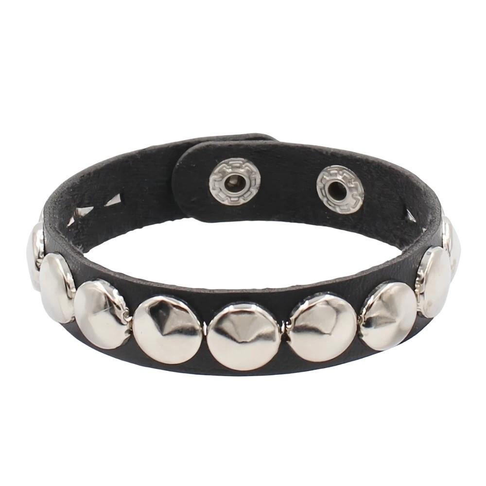 New Round-point rivet Street Punk Leather Bracelets Punk Gothic Bangle Bracelet Adjustable Studded Bracelet Unisex