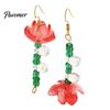 Dangle Pearl Earrings 1 Pair Lotus Flower for Women, Vintage 3D Pink Chinese Style Jewelry Drop Earring, Faux Crystal Floral Hanfu Cosplay Accessories