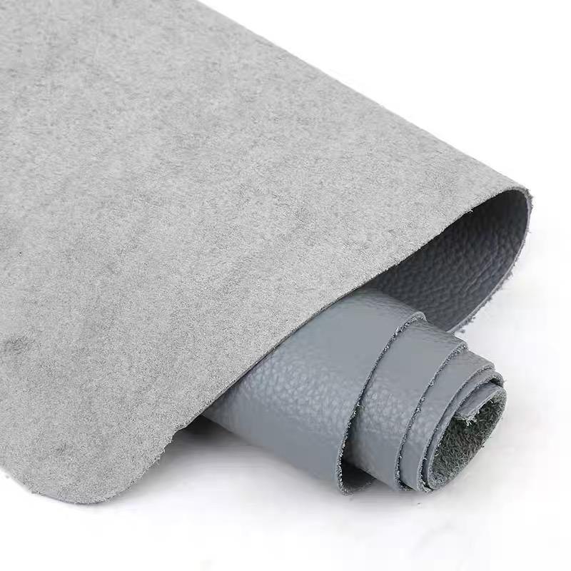 Grey blue top layer cowhide, lychee patterned genuine leather, whole leather fabric, sofa, chair, headboard soft package, furnit