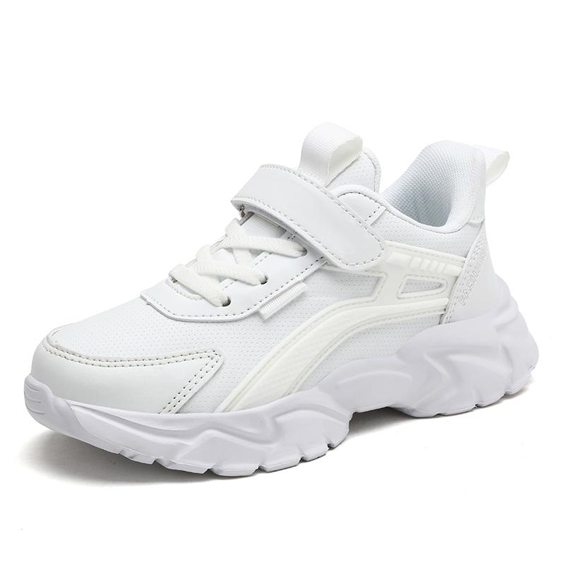 Кожаные белые теннисные спортивные кроссовки для мальчиков и девочек — фото 11