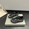 Women's luxury flat sneakers, patchwork leather shoes, optical sole, air mesh, running and walking, couples wear, fall