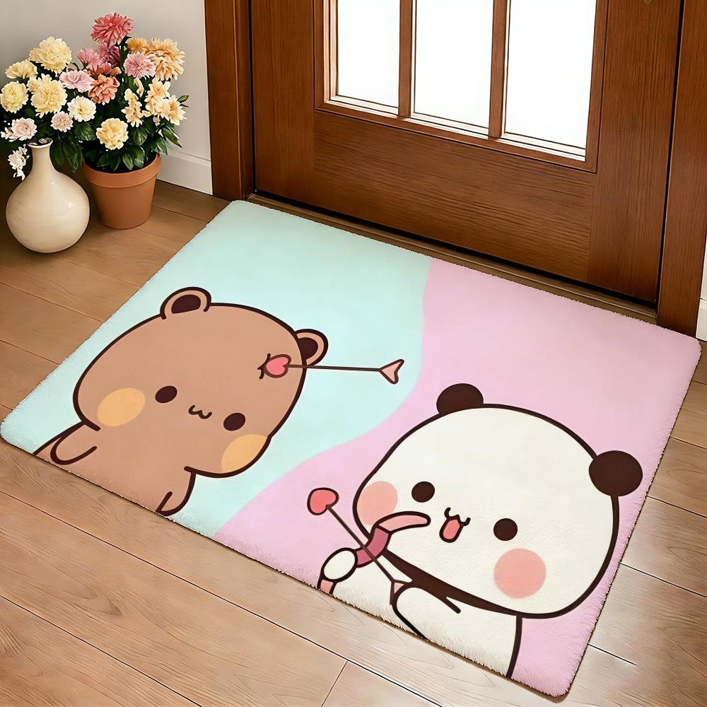 Bubu and Dudu Cute Floor Mat Cozy Flannel Soft Thick Non-Slip Mat for Living Room Bedroom Kitchen Decor Rugs
