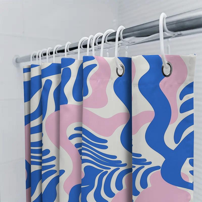 Blau Weiß Rosa Duschvorhang Badezimmer Dekor Wasserdichtes Gewebe Badezimmerzubehör Muster Heimdekoration Modernes Design Prin
