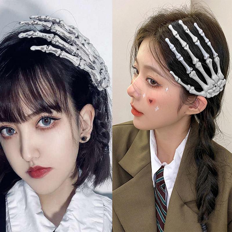 Skull Bone Shape Hairpins Funny Hand Bone Shape Skeleton Hair Clip For Halloween Gothic Design Props Halloween Accessories Prank