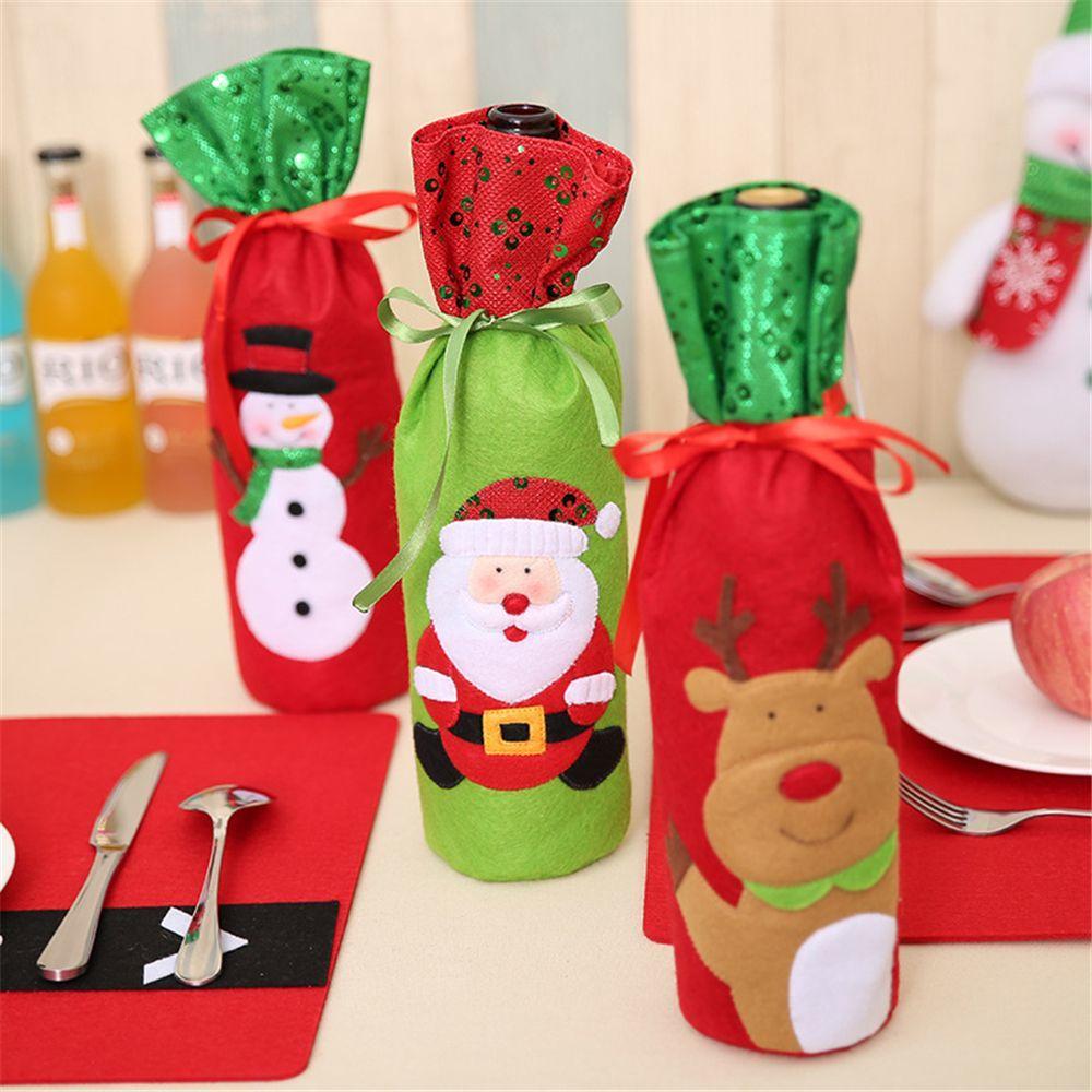 

Santa Claus Colorful Snowman Champagne Package Dinner Table Decor Wine Bottle Cover Bag Christmas