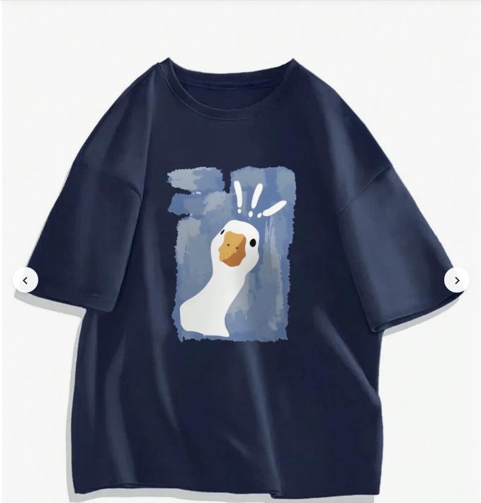 2025 Summer Cotton Printing Unisexs Duck Pattern Shortsleeved Casual Tshirt Tshirt Comfortable Trendy Brand