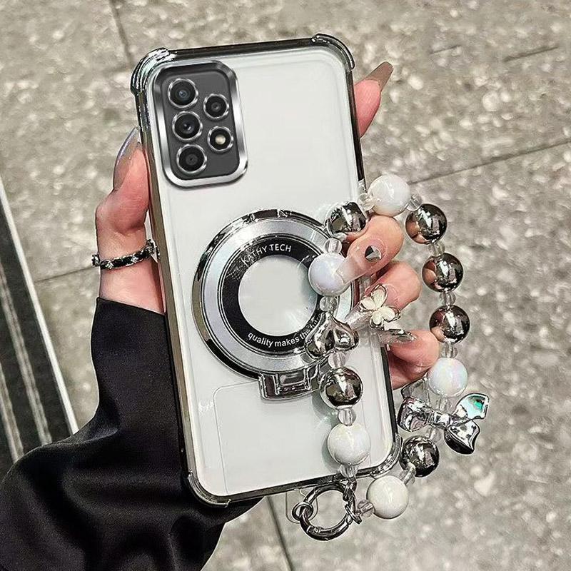 Shockproof Plating Bracelet Magnetic Magsafe Bracket Phone Holder Case on for Moto G24 G14 G34 G04 G84 G54 E14 G53 G05 E15 Cover