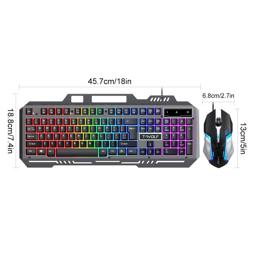 Keyboard and Mouse Set Gaming Computer USB Wired RGB Backlit Keyboard Laptop Accessories Ergonomic Laser Mouse Wheel For Esports