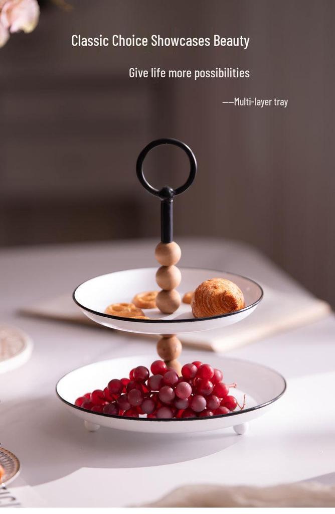 French Double-Layer Romantic Fruit Tray: Elegant Snack & Storage Bowl for Spring Festivals & Entryways