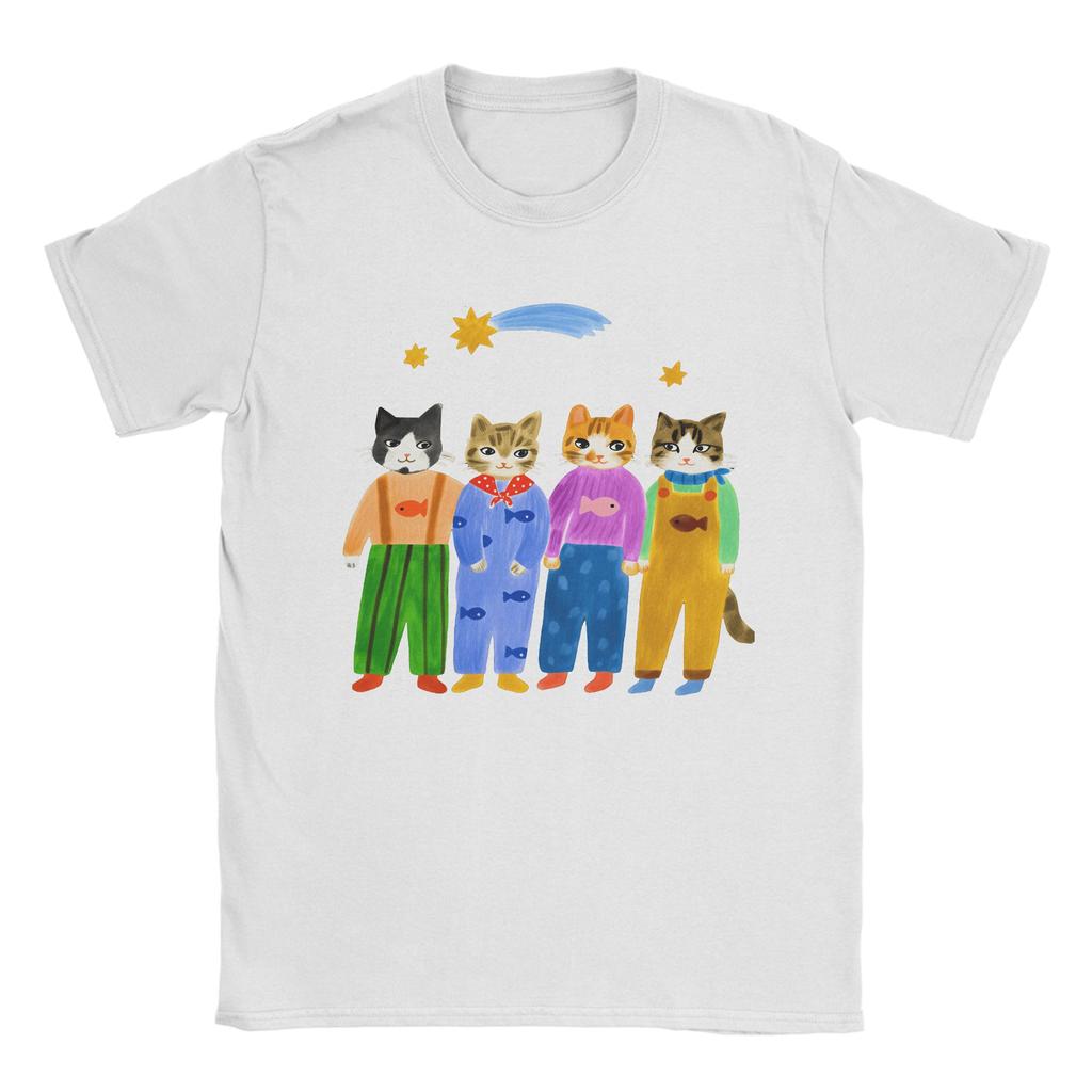 Colorful Aesthetic Cats Graphic Unisexs T Shirts  Leisure Tees Short Sleeve Round Collar TShirt  Cotton Gift Clothes