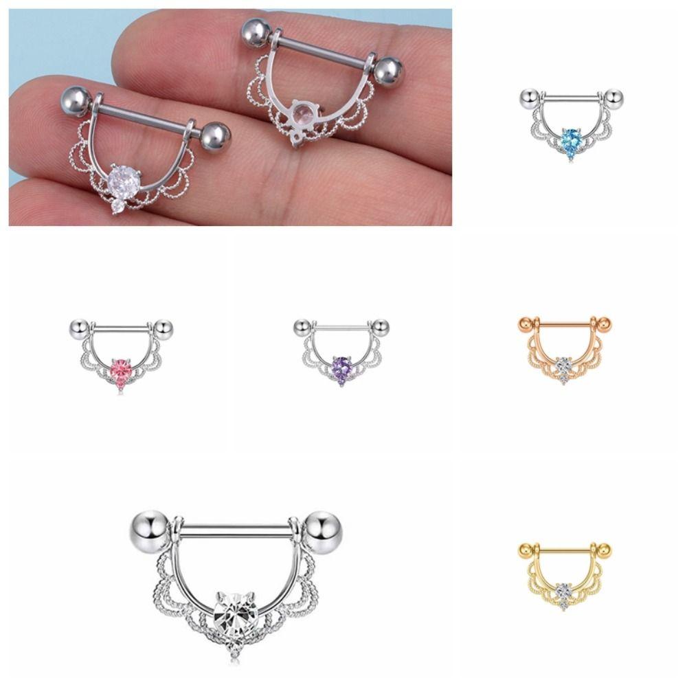 1Pc Stainless Steel Barbell CZ Septum Tragus Cartilage Nipple Ring U-shaped Nipple Ring Half Round Clips Piercing Jewelry