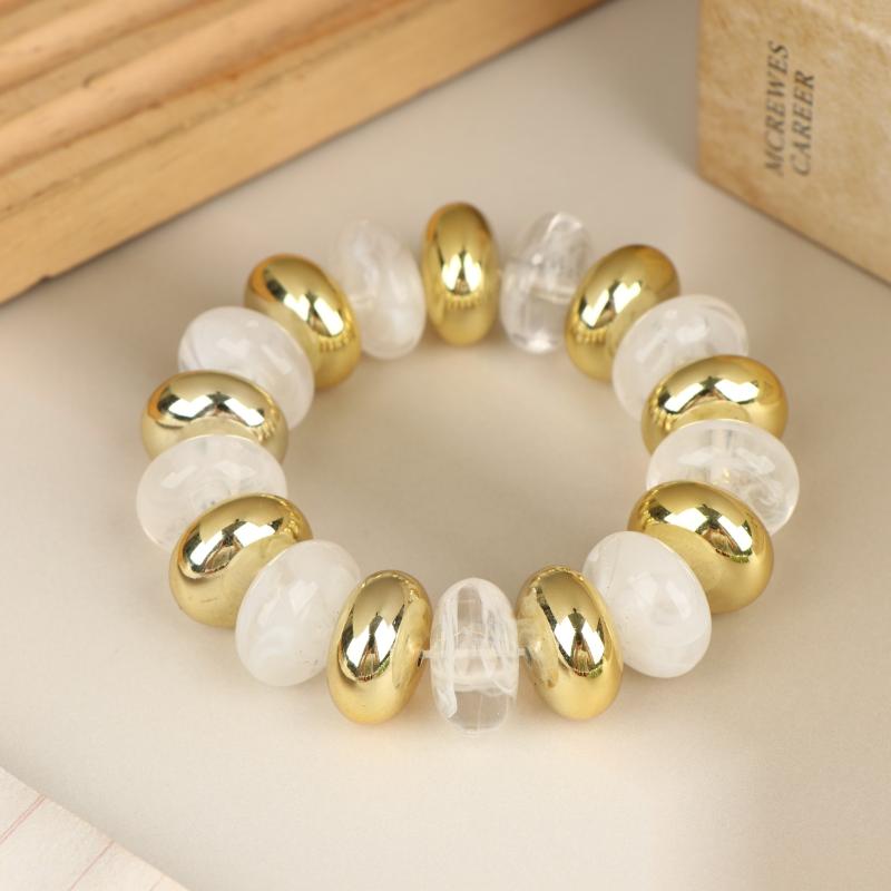 Vintage Irregular Beaded Stretch Bracelet Chunky Bead Bangle Trendy Jewelry For Women Daily Party Stackable Wrist Accessory
