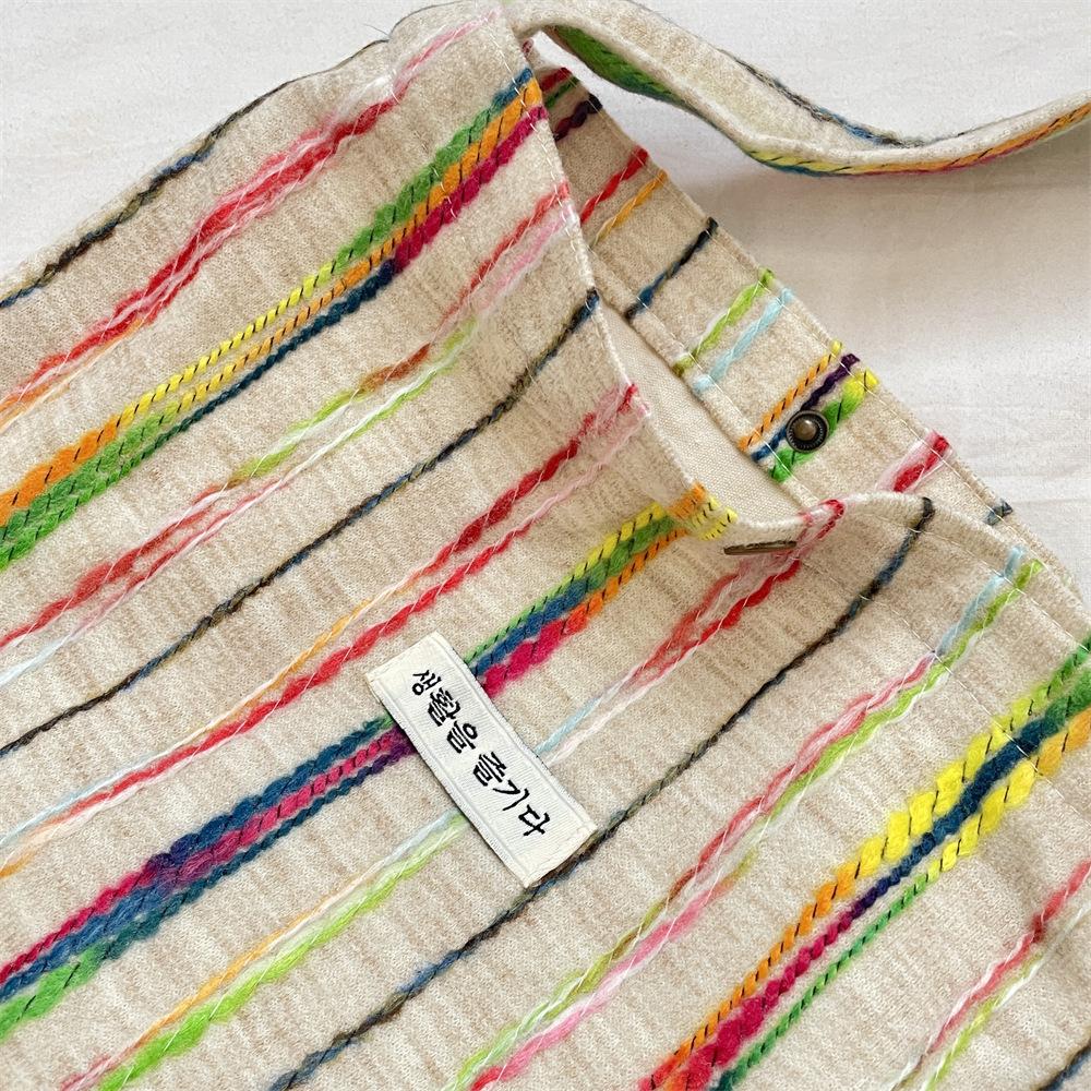 Rainbow Striped Women's Tote Bag Fashion Casual Shoulder Crossbody Handbag Street Style Shopping Bag