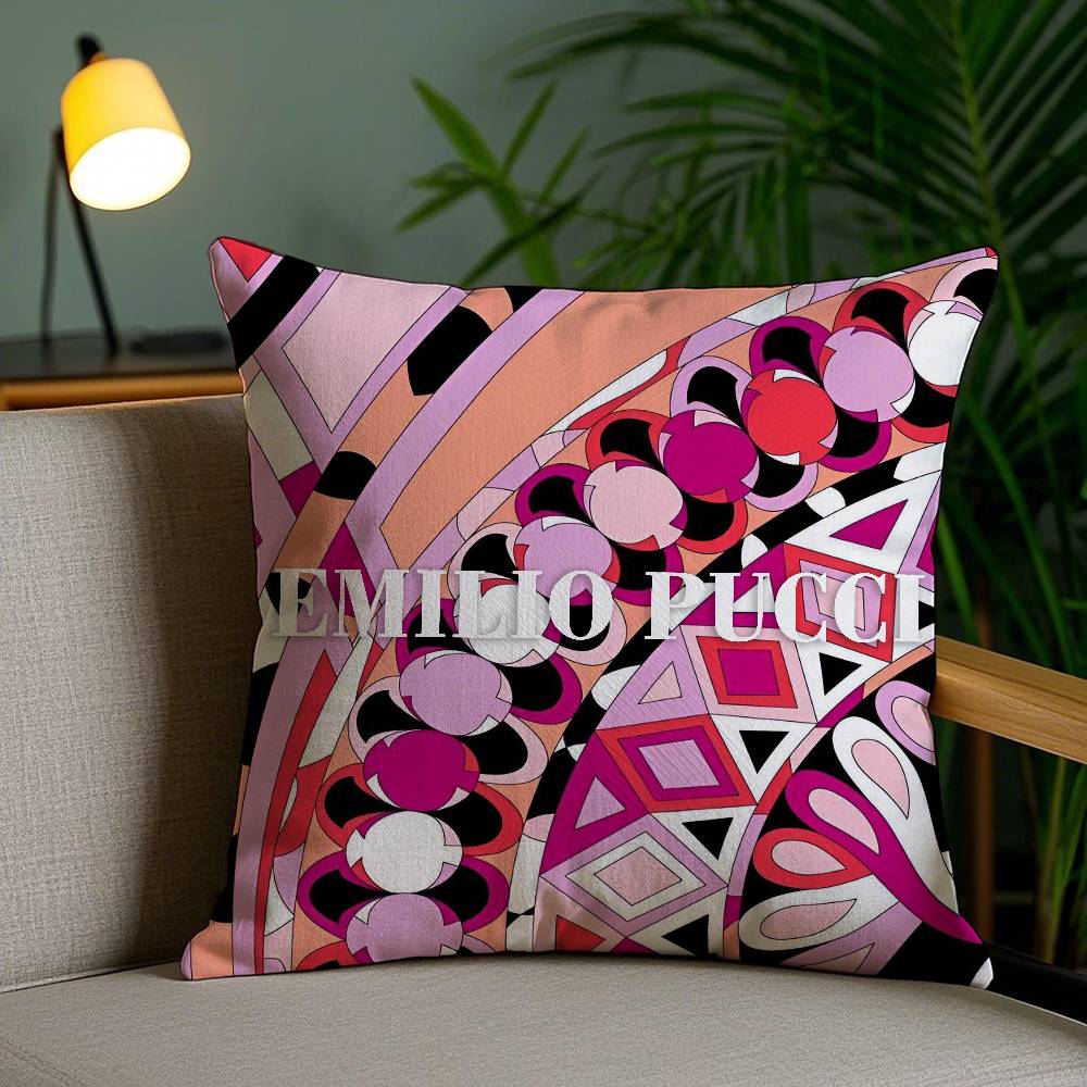 Prince Of Prints EEmilio Pucci-Famous Pillow Case Anti-dustmite Pillowcase Invisible Zipper Silky Short Plush Sofa Cushion Cover