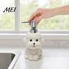 Dispenser Sapone Liquido 400ML Cane in Ceramica con Pompa in Plastica, Forma di Cucciolo Contenitore Ricaricabile con Pompa per Lozione Liquida, Vuoto per Doccia