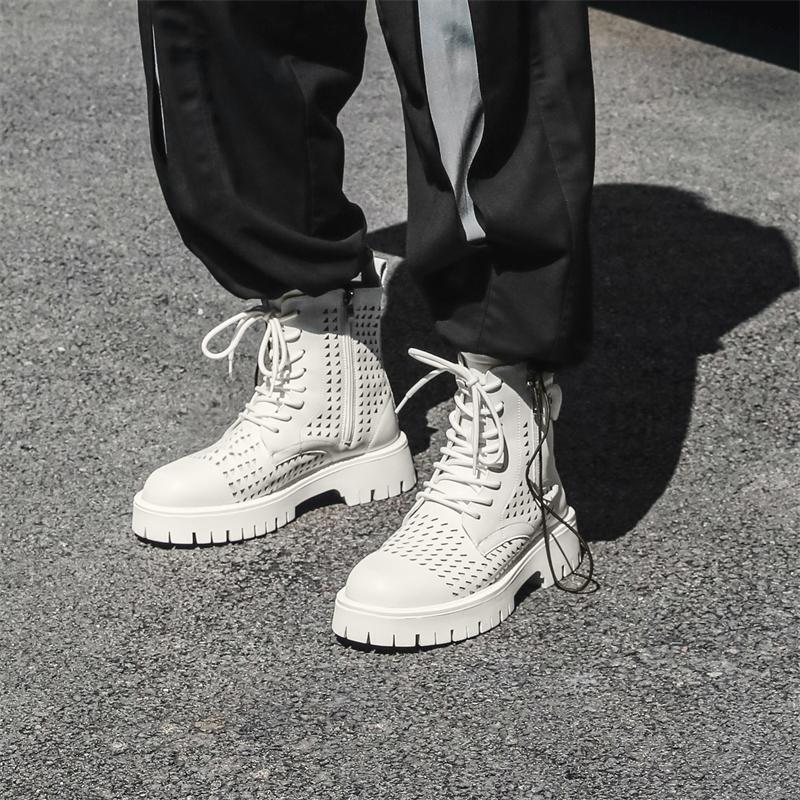 Casual hollowed out men's boots New Fashion Designer Style Outdoor leisure trend party office thick soled youth quality shoes