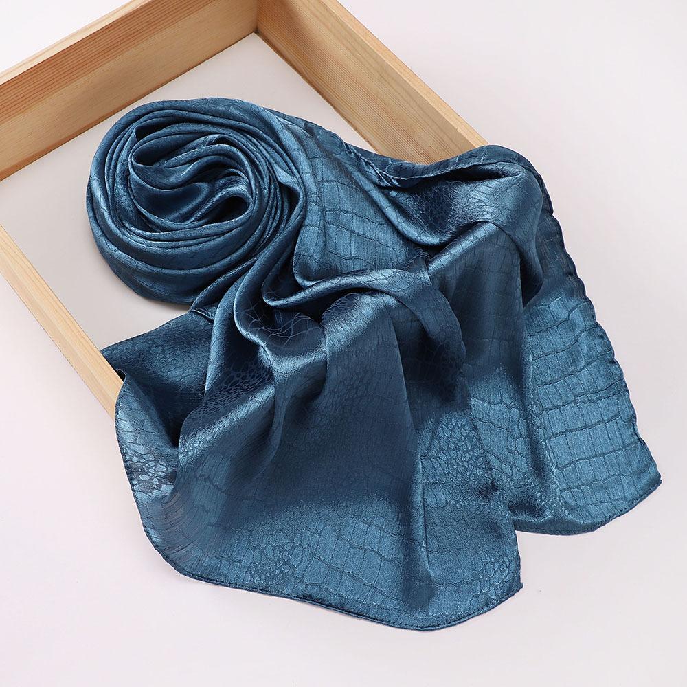 70*170CM Malaysia New Simulation Silk Silk Satin Jacquard Crocodile Pattern Long Scarf Women Shawl Wrap Head Cover