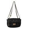 Womens Trendy Square Chain Shoulder Bag With Embroidered Lines For Daily Use