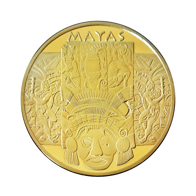 Mayan Calendar Commemorative Medal, Gold-plated Coin, Cultural Totem, Aztec Civilization Commemorative Coin, Creative Coin