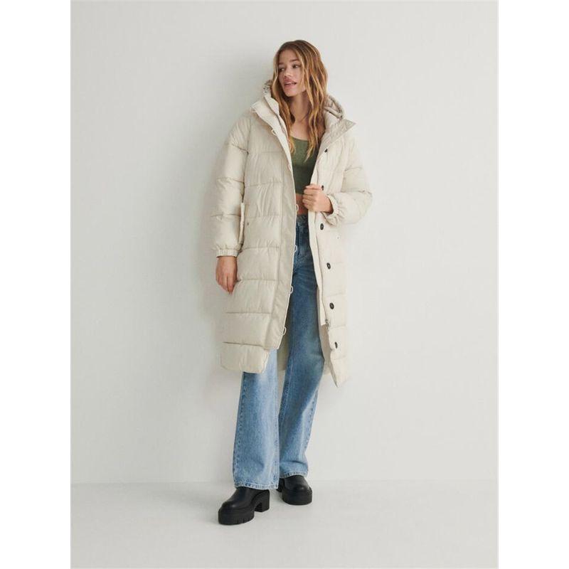 

European Foreign Trade Pure Yuan Single Fidelity Official Website New Style Belt Pocket Winter Thick Warm Long down Coat Beige S
