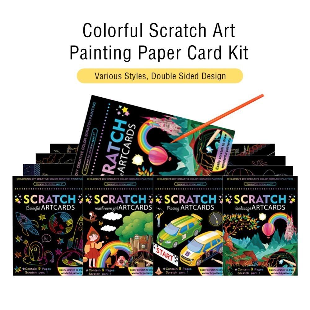 Art Painting Paper Scratch Art Painting Paper Card Kit Dinosaur Drawing Board Scratching Card Paper
