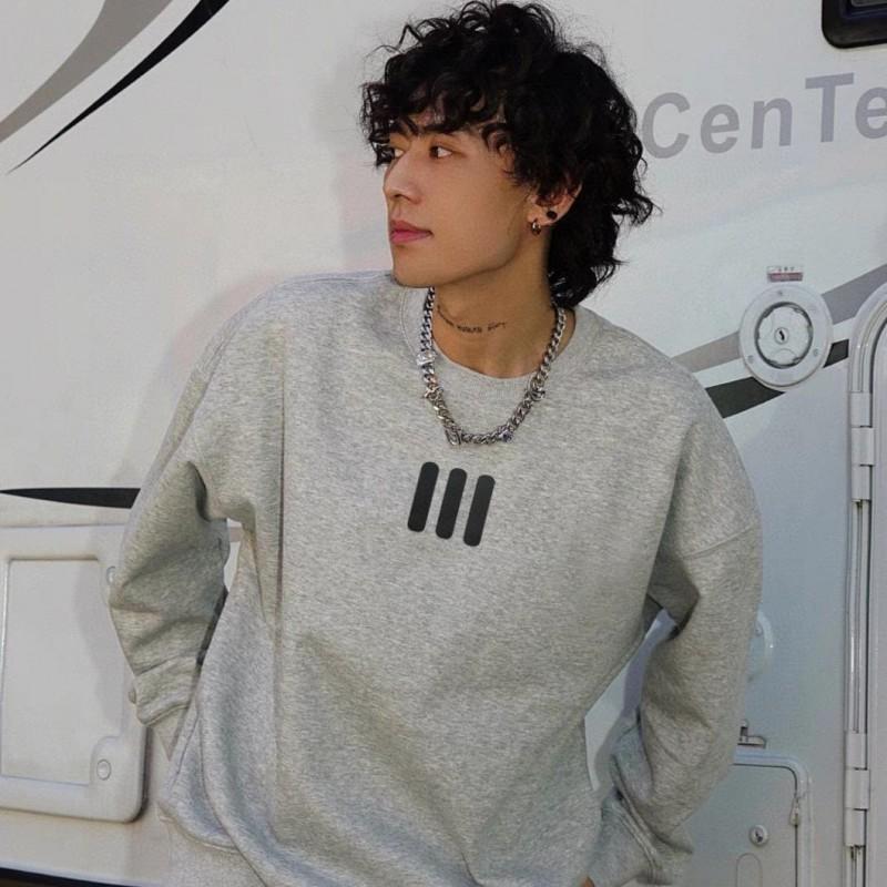 Essentials X FO Lines Striped Fleece Sweatshirt Mens Loose Fit High Street Casual Winter Pullover