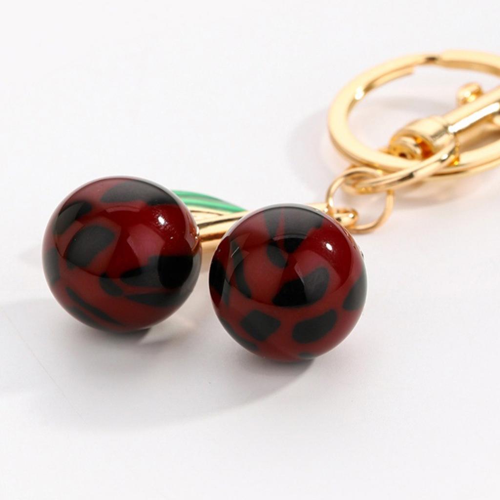 Unique Resin Cherry Pendant With Leopard Print Designs Purse Charm For Fashionable Women And Accessory Collectors