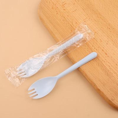 Yipan Individually Wrapped Blue Long-Handle Disposable Plastic Sporks
