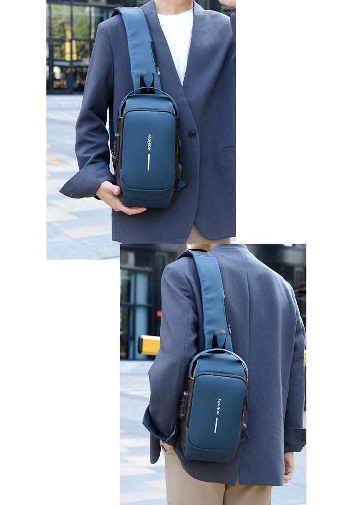 Men's Anti-Theft Crossbody Bag with Password Lock for Cycling, Running, and Travel