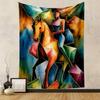 "Colorful Abstract Woman on Horseback" Patterned tapestry home decor, suitable for bedroom and living room, gift