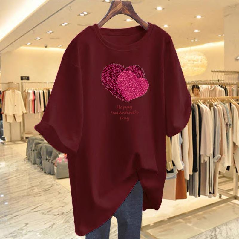 Pure cotton new t-shirt women's summer love pattern printing loose casual design bottoming shirt short sleeve isn't top