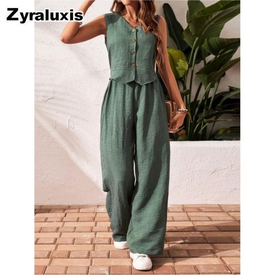 Linen Vest and Pants Set V-Neck Waistcoat Old Money Style Linen Suit