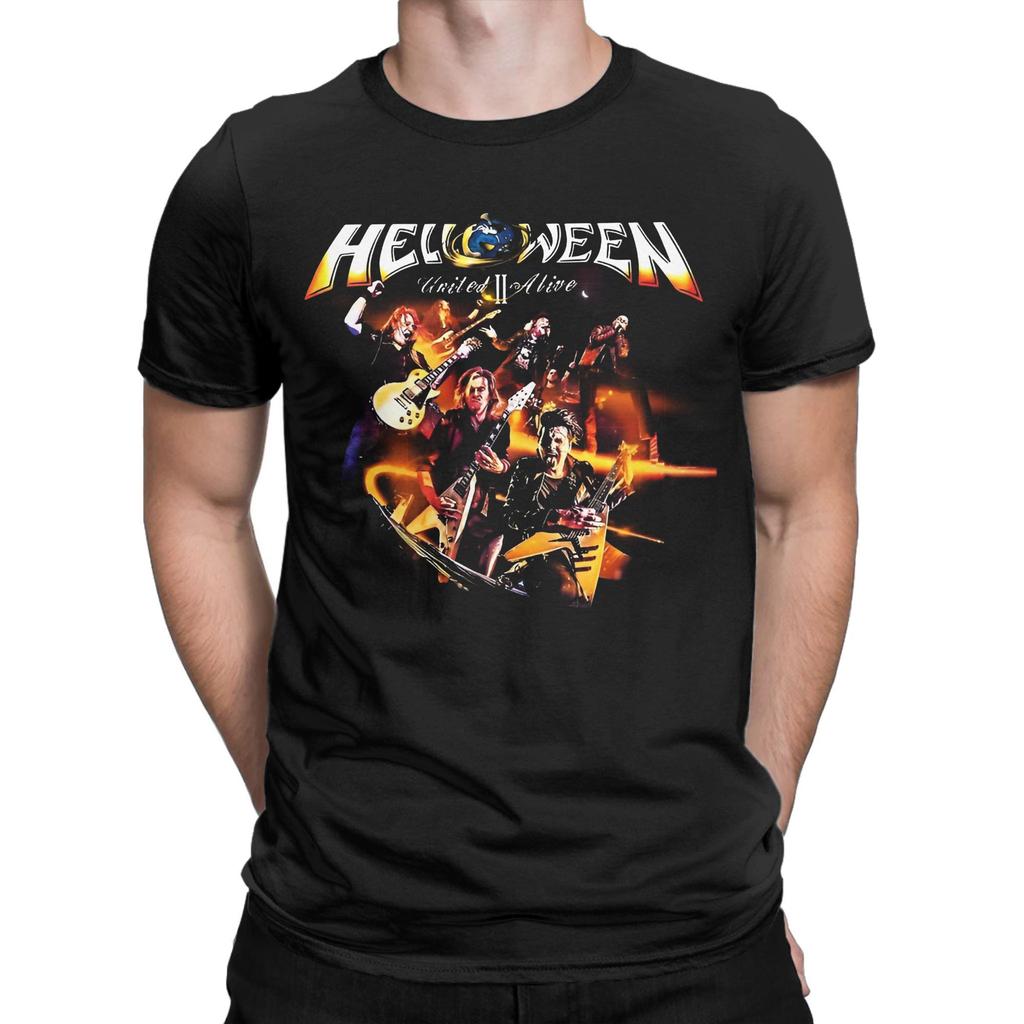 Novelty Heavy Metal Helloween Band T-Shirt Men Crew Neck Cotton T Shirt German Power Rock Short Sleeve Tees Unique Merchandise