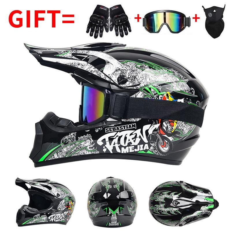 Full Face Motorcycle Helmet Off-Road ATV Dirt Bike Mountain Downhill Karting Safety Protection