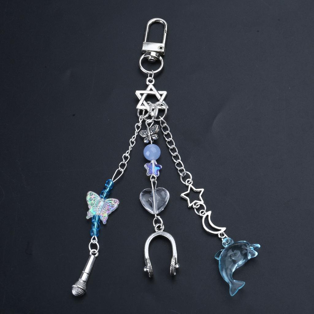 Sweet Bowknot Pendant Bead Bag Charm Heart Bear Keyring Elegant Bead Key Chain Stylish Accessory for Phone Key Backpack