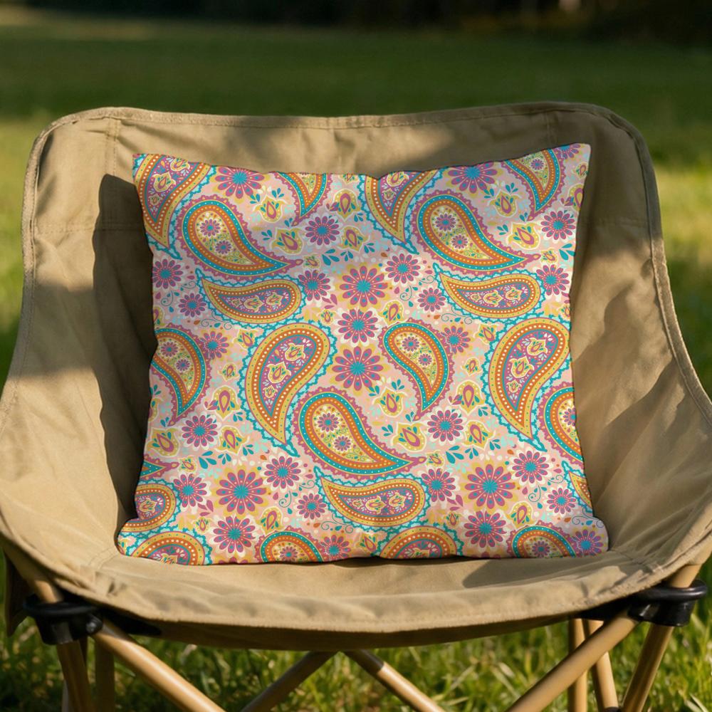 Color Paisley Pattern Cushion Cover Soft Reversible  Durable Pillow Cover  MultiScene Use for Home  Car Daily Comfort