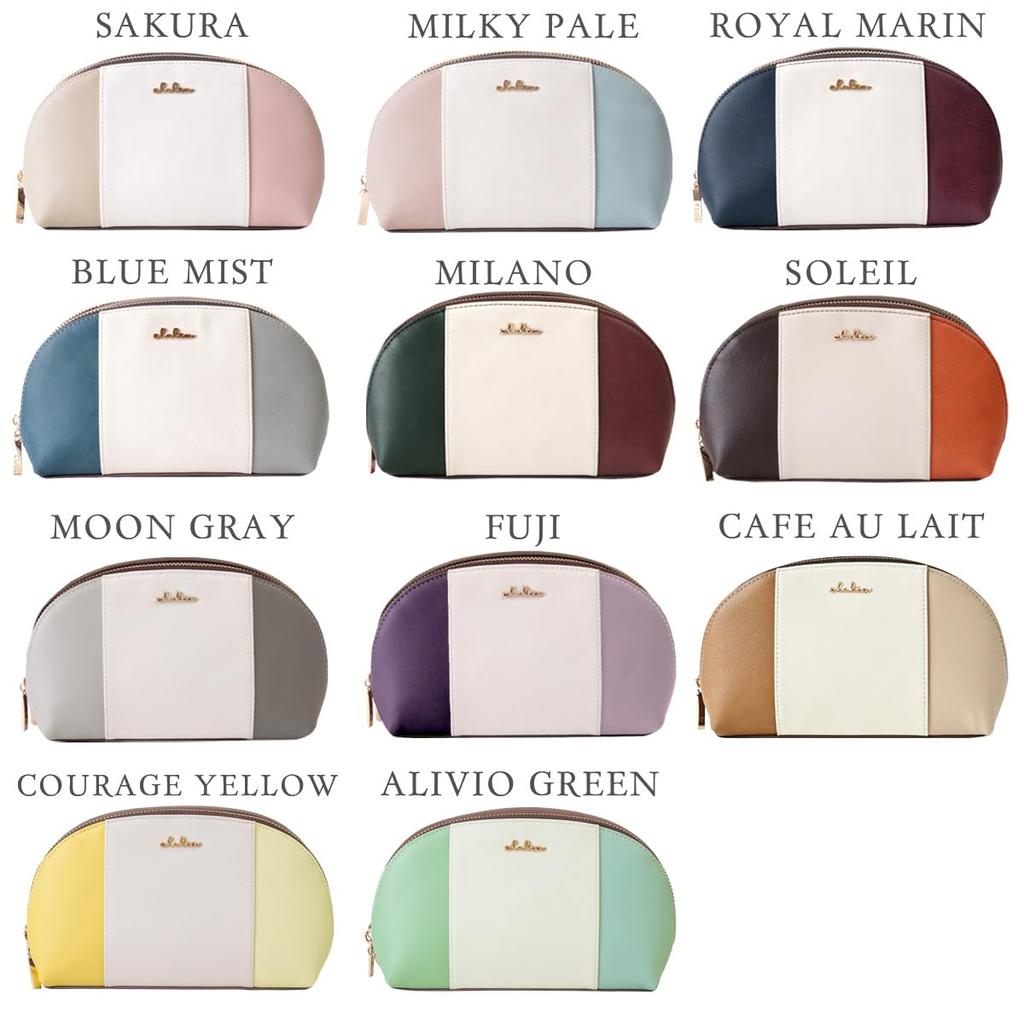 Clelia Tricolor Large Capacity Double Zipper Makeup Riberte Series au Pouch, [CL-17088] (Cafe Lait)