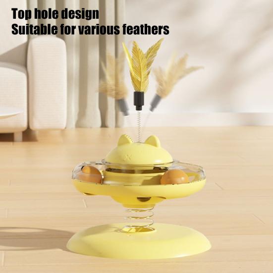 Turntable Funny Cat Toy with Dispenser Silent Smooth Built-in Food Track Anti-slip Base Cat Exercise Toy