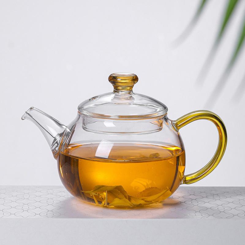 Household Transparent Borosilicate Glass Brewing Teapot Small Single Color Brewing Teapot with Filter Kung Fu Teapot