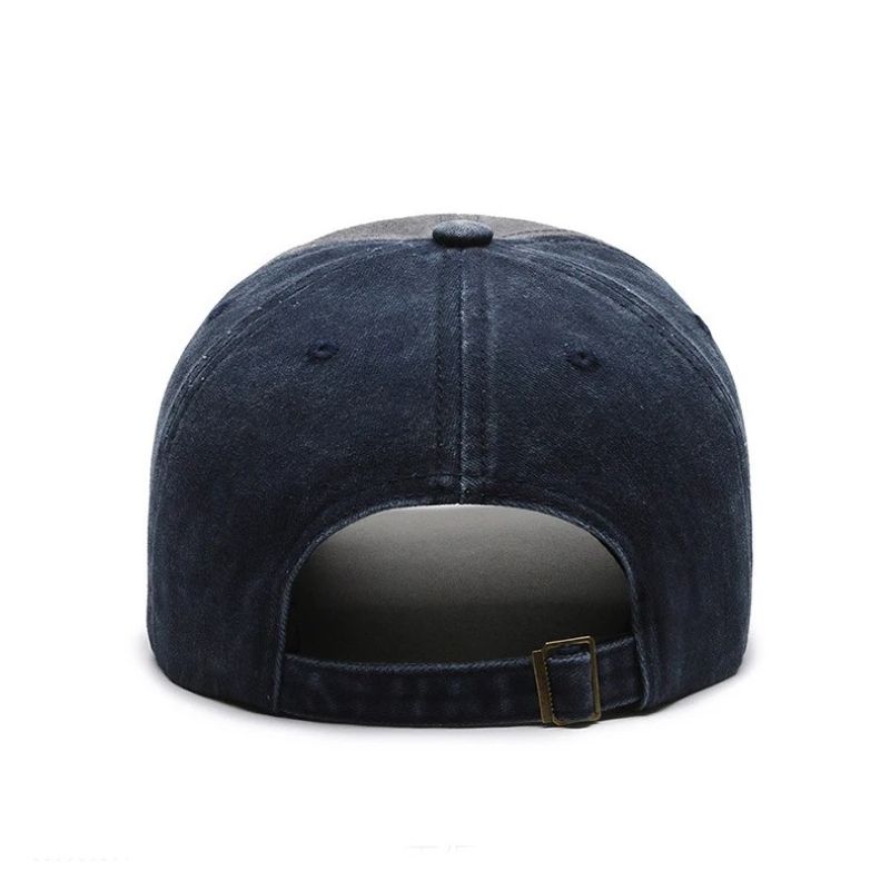 Spring Summer Men Baseball Cap Casual Distressed Washed Cotton Letter Embroidered Cap Bent Brim Dome Casual Sun Protection Hat