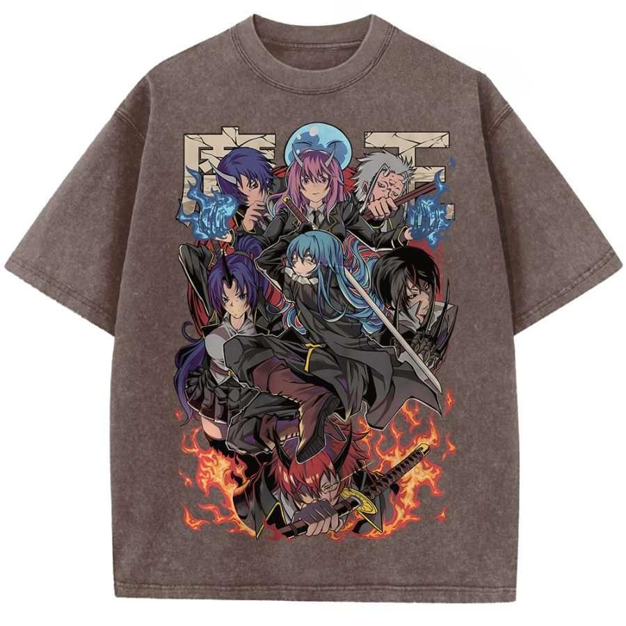 Anime That Time I Got Reincarnated As A Slime Tempest Rimuru Graphic T Shirt Men Women Washed Cotton Tshirts Harajuku Tshirt M