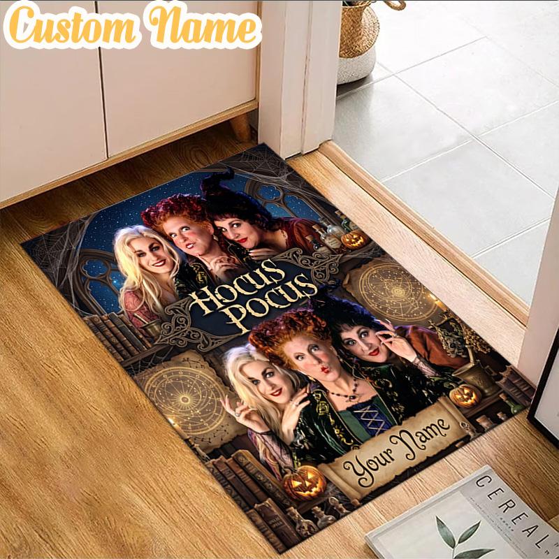 Custom Name Magical Three Witch Rug, Office Rug, Chair Rug, Carpet for Living Rooms, Doormat Game Rug Home Decor Christmas Gifts